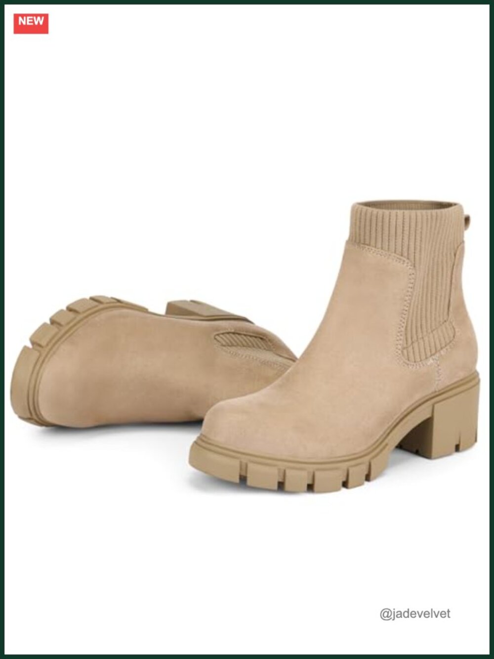 Womens Chelsea Ankle Boots Suede Chunky Heel Slip On Fall Winter